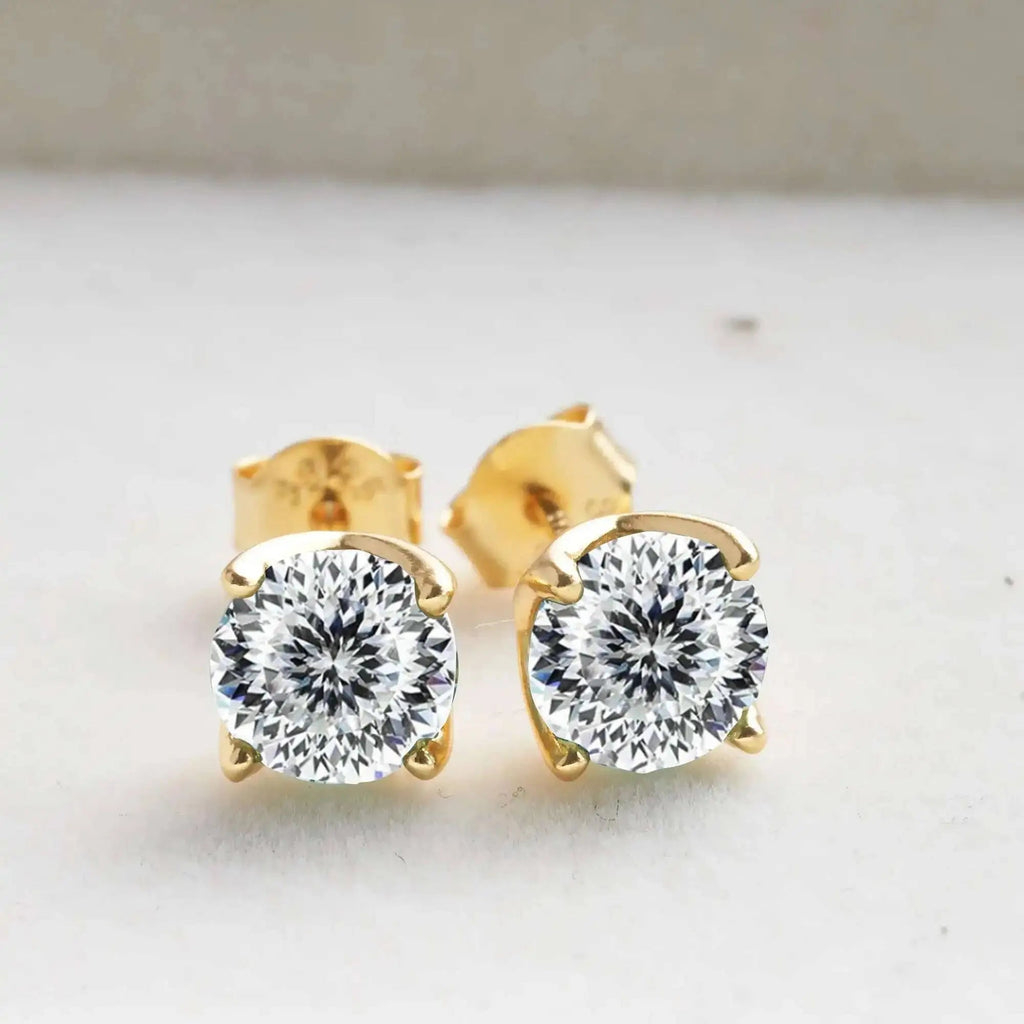 D Color Moissanite Stud Earrings 925 Sterling Silver 18K Gold Plated for Women BandsCo Straps