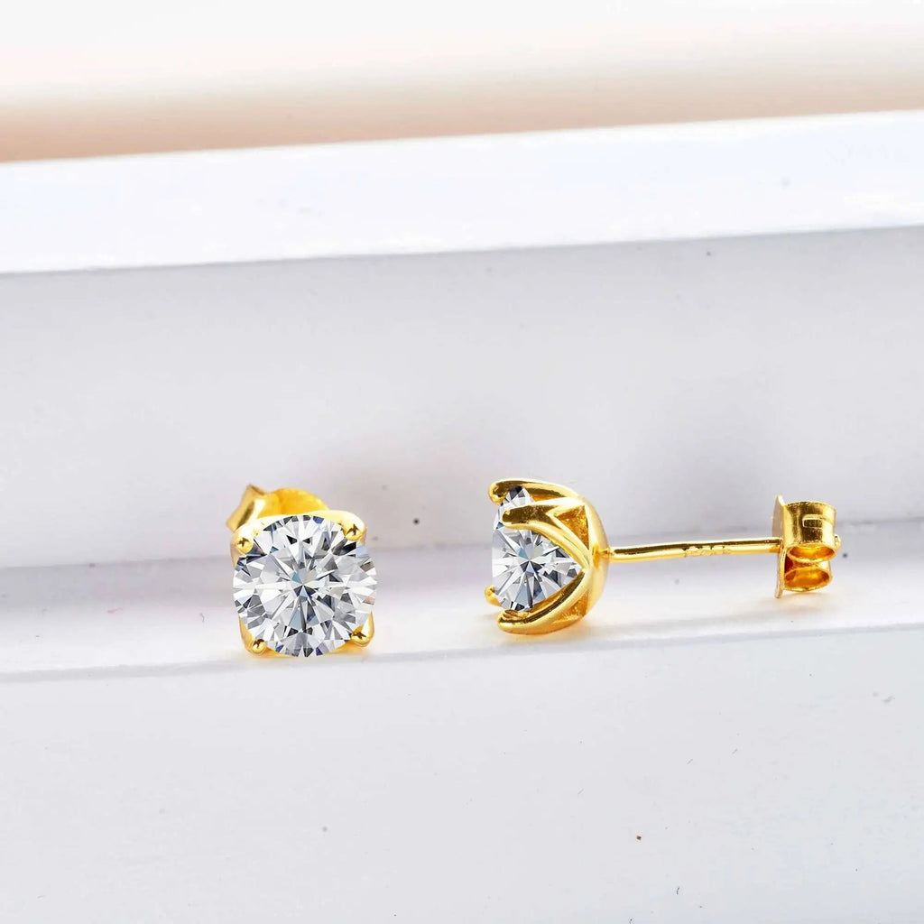 D Color Moissanite Stud Earrings 925 Sterling Silver 18K Gold Plated for Women BandsCo Straps