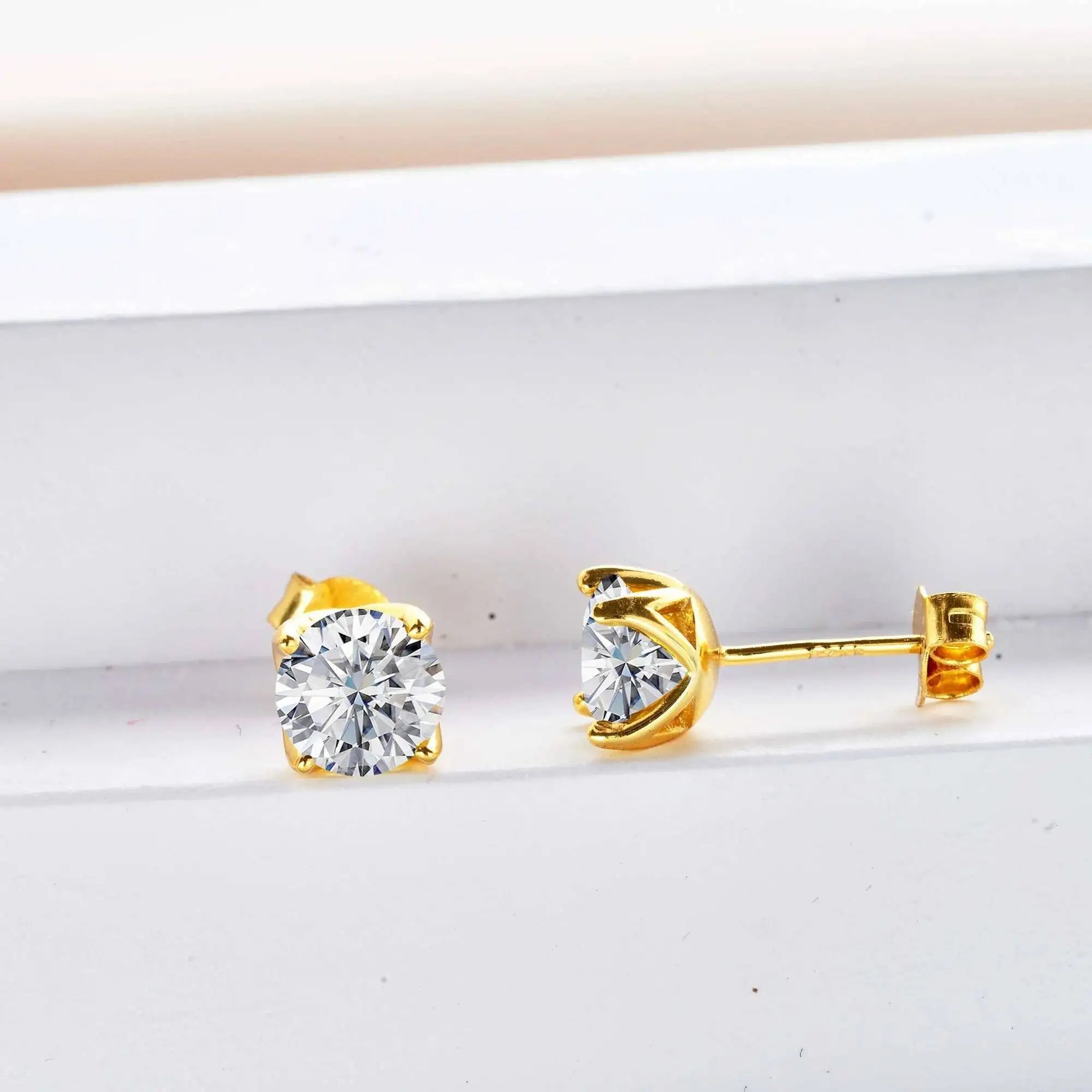D Color Moissanite Stud Earrings 925 Sterling Silver 18K Gold Plated for Women BandsCo Straps