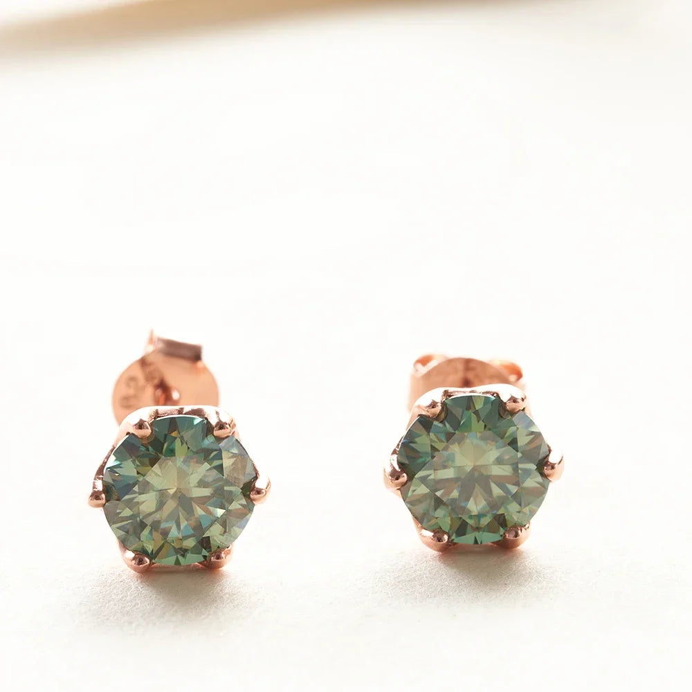 0.5-1ct D Color Moissanite Stud Earrings 925 Sterling Silver Gold Plated BandsCo Straps
