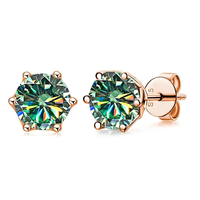 0.5-1ct D Color Moissanite Stud Earrings 925 Sterling Silver Gold Plated BandsCo Straps