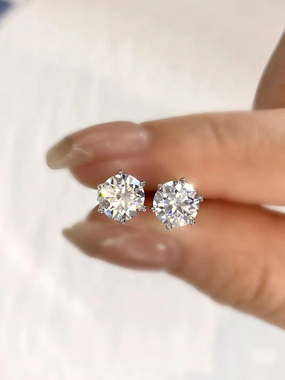 D Color Moissanite Stud Earrings 0.1-2ct Certified Lab Created 925 Sterling BandsCo Straps
