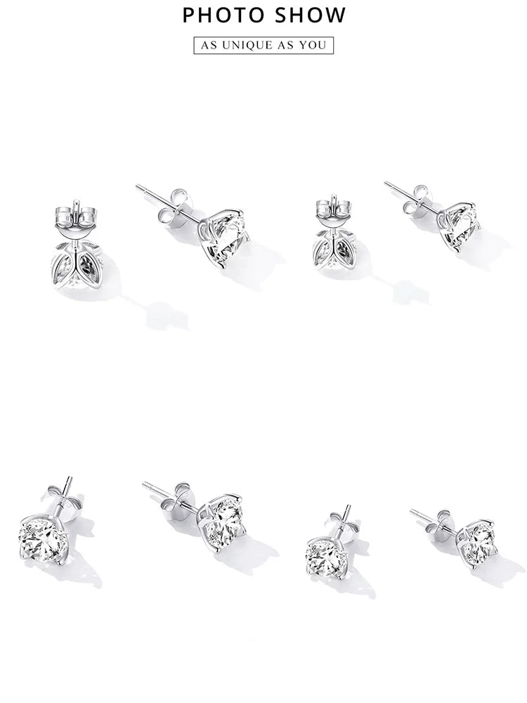 D Color VVS1 1ct Moissanite Stud Earrings 925 Sterling Silver Wedding Gift BandsCo Straps