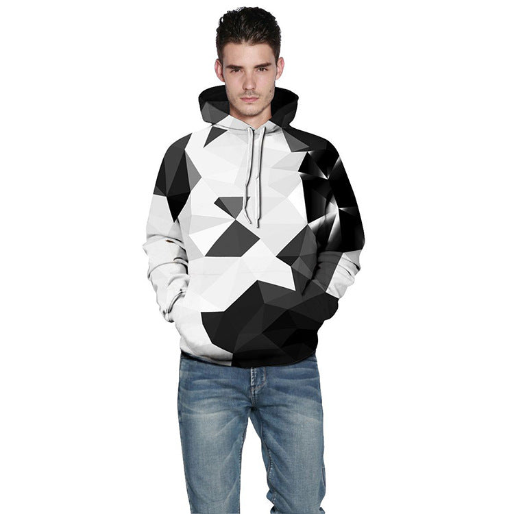 Men's And Women's Fashion Versatile Print Hooded Sweatshirt Pi-Mart