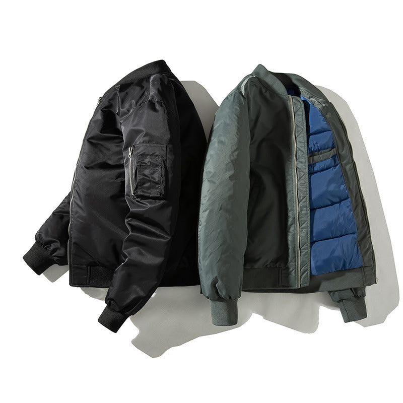 Acket Solid Pilot Jackets Men Military Flight Baseball Pi-Mart