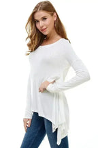 Women's Long-Sleeve Asymmetrical Hem Top - SJB-DIAMOND ELITES