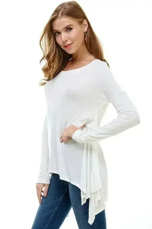 Women's Long-Sleeve Asymmetrical Hem Top - SJB-DIAMOND ELITES