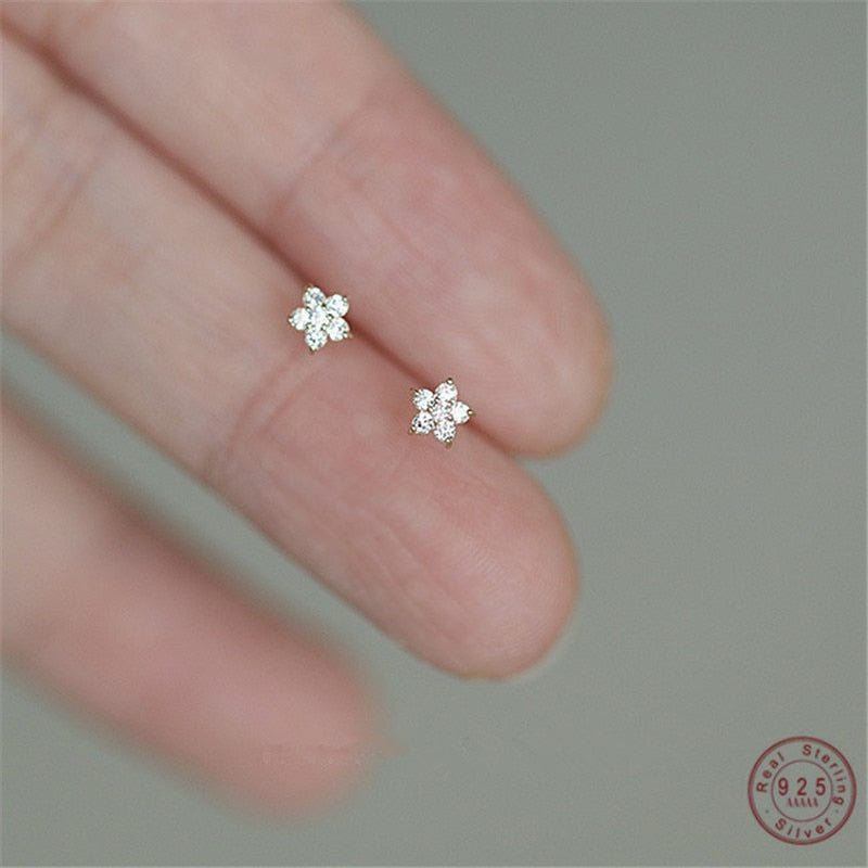 Plated Silver Gold Flower Earrings Pi-Mart