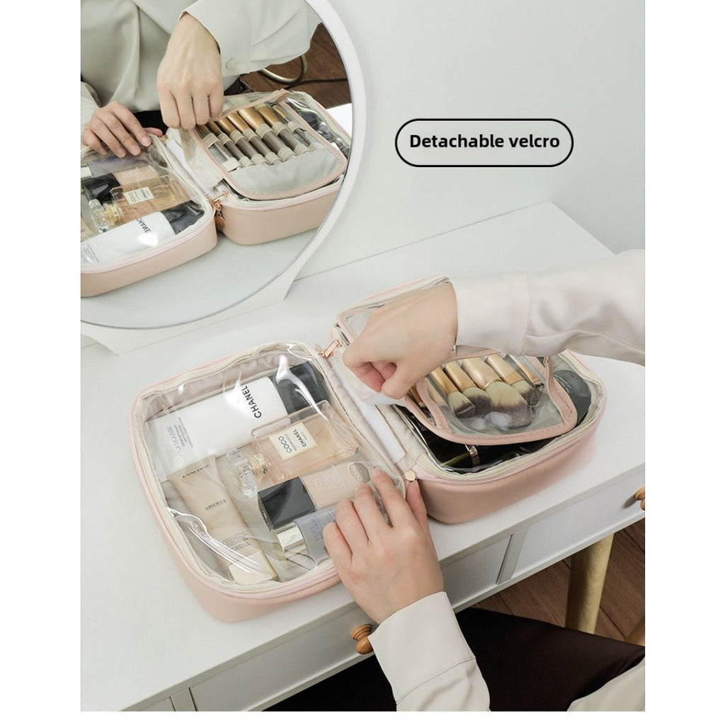Makeup Bag Organizers, PU Square Portable Cosmetic Bag, Cosmetic Storage Bag, Portable Travel Large-capacity Wash Bag, Makeup Bag with Compartments, - SJB-DIAMOND ELITES