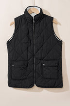 Solid Fleece Lined Quilted Vest Coat THRIXINE