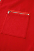 Red Zip-Up Hooded Coat - Minimalist Casual Jacket - Streetwear Essential