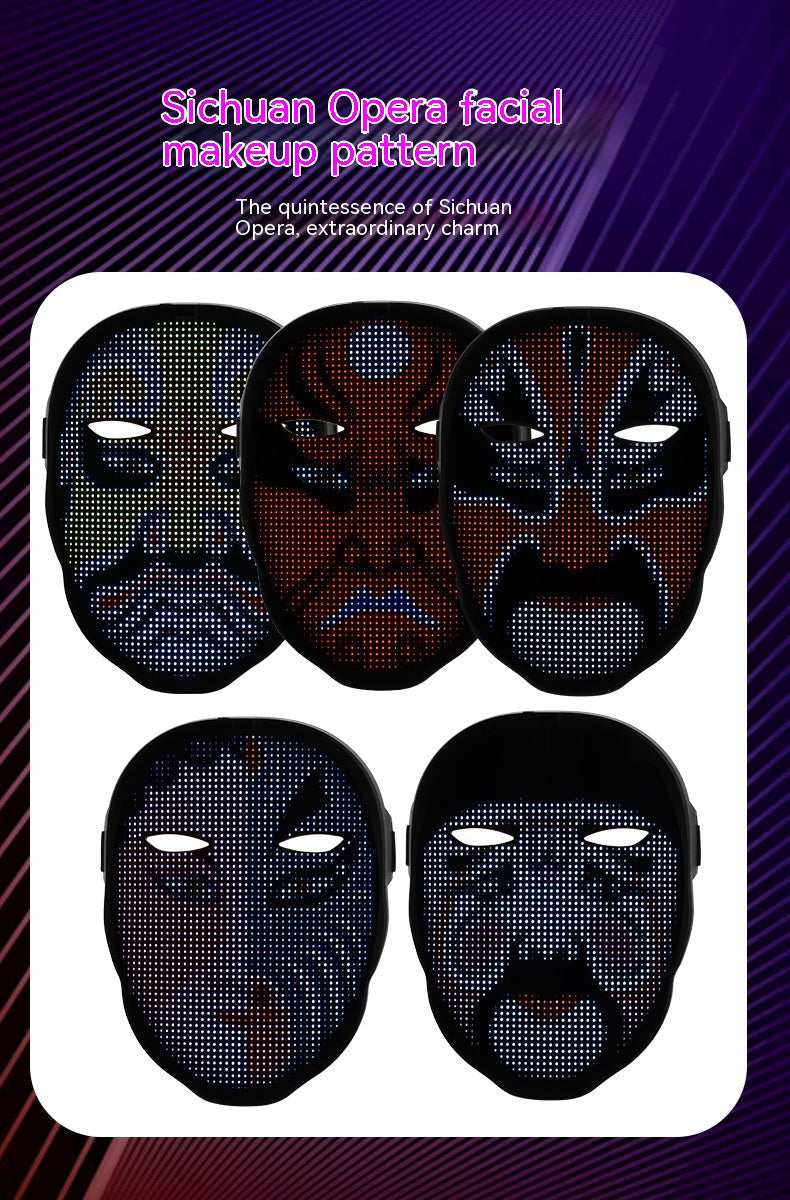 Halloween Face Masks Full Color LED Luminous Mask Face Changing Mask Party Bar Props Pi-Mart