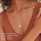 Rectangle Link Chain Pearl Necklace Pi-Mart
