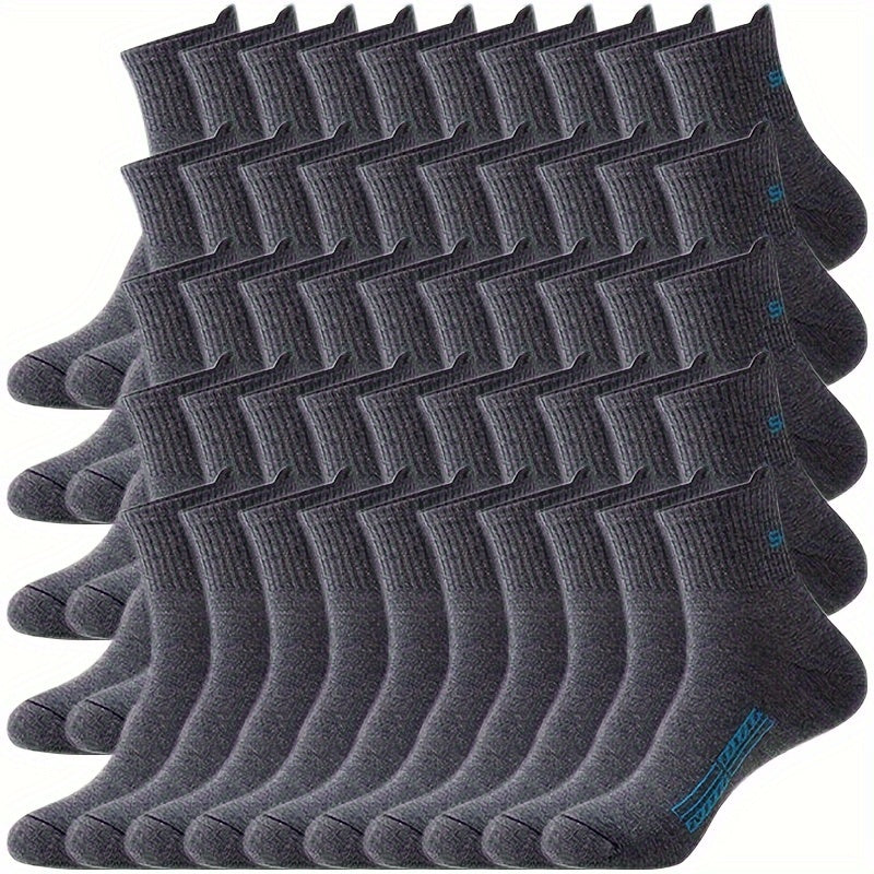 50 Pairs Of Men's Mid Crew Sport Socks, Sweat-absorbing Comfy Breathable Socks For Men's Basketball Training, Running Outdoor Activities Lootquake LLC