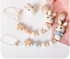 Handmade Modern Unique Baby Pacifier Chain Clip Cotton Cloth Plush Animal Toys Soother Nipples Holder For Baby