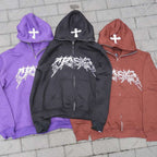 Cross Letter Printing Hooded Sweater Pi-Mart