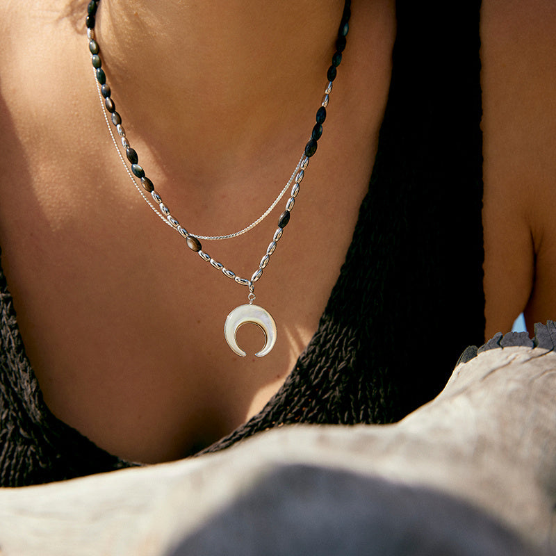 Double Layered Jewelry Moon Fritillary Pendant Pi-Mart