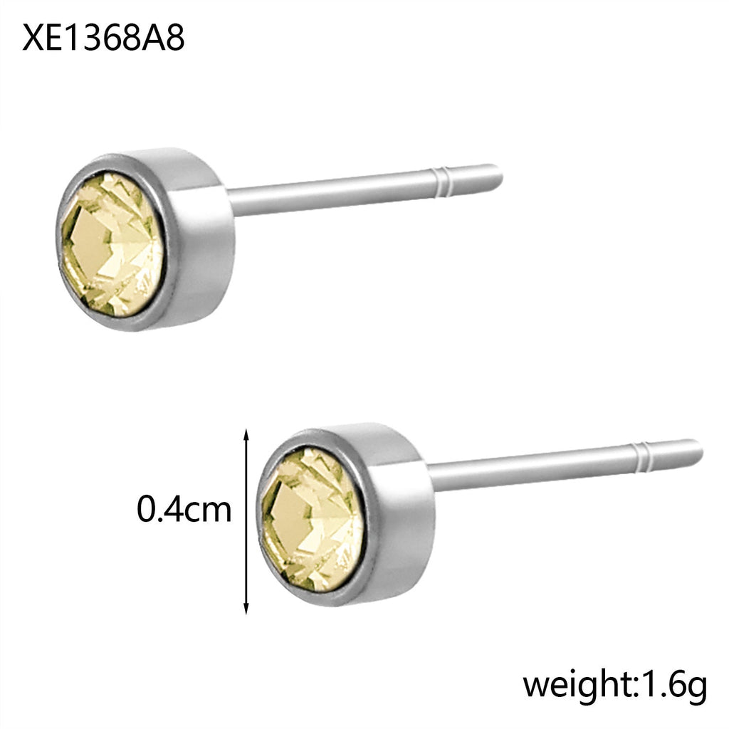 Stainless Steel Gold-plated Birthday Stone Constellation Diamond Bone Nail Pi-Mart
