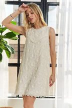 Applique Round Neck Sleeveless Shift Dress For Summer – Classy, Sophisticated, Fashionable, Flattering, Stylish, Timeless Elegance Stevvex