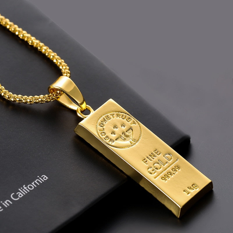 Gold Color Bar Necklace Pi-Mart