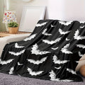 1pc Black And White Bat Pattern Blanket, Warm Cozy Soft Throw Blanket For Couch Bed Sofa