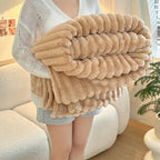 1pc Cozy Double-Sided 3D Rabbit Hair Blanket - Soft, Warm, and Fuzzy for Snuggling Up - Perfect for Office, Outdoor Camping, Sofa, and Gift Giving Lootquake LLC