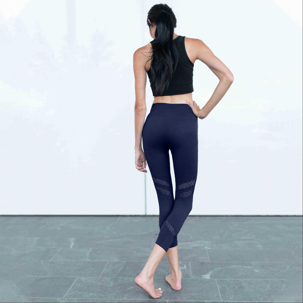 Active Vented Mesh Design Capri Fitness Leggings - SJB-DIAMOND ELITES