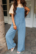Fashion Square Neck Jumpsuit With Pockets Spring Summer Casual Solid Color Loose Overalls Womens Clothing Pi-Mart