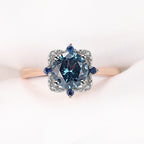 Sterling Silver Nano London Blue Rose Gold Color Separation Electroplated Ring