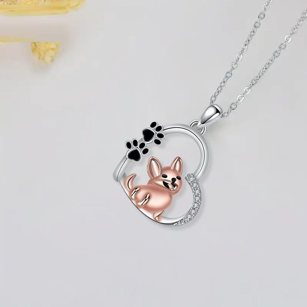 Lovely Heart-shaped Design Pet Dog Pendant Necklace Personality Pi-Mart