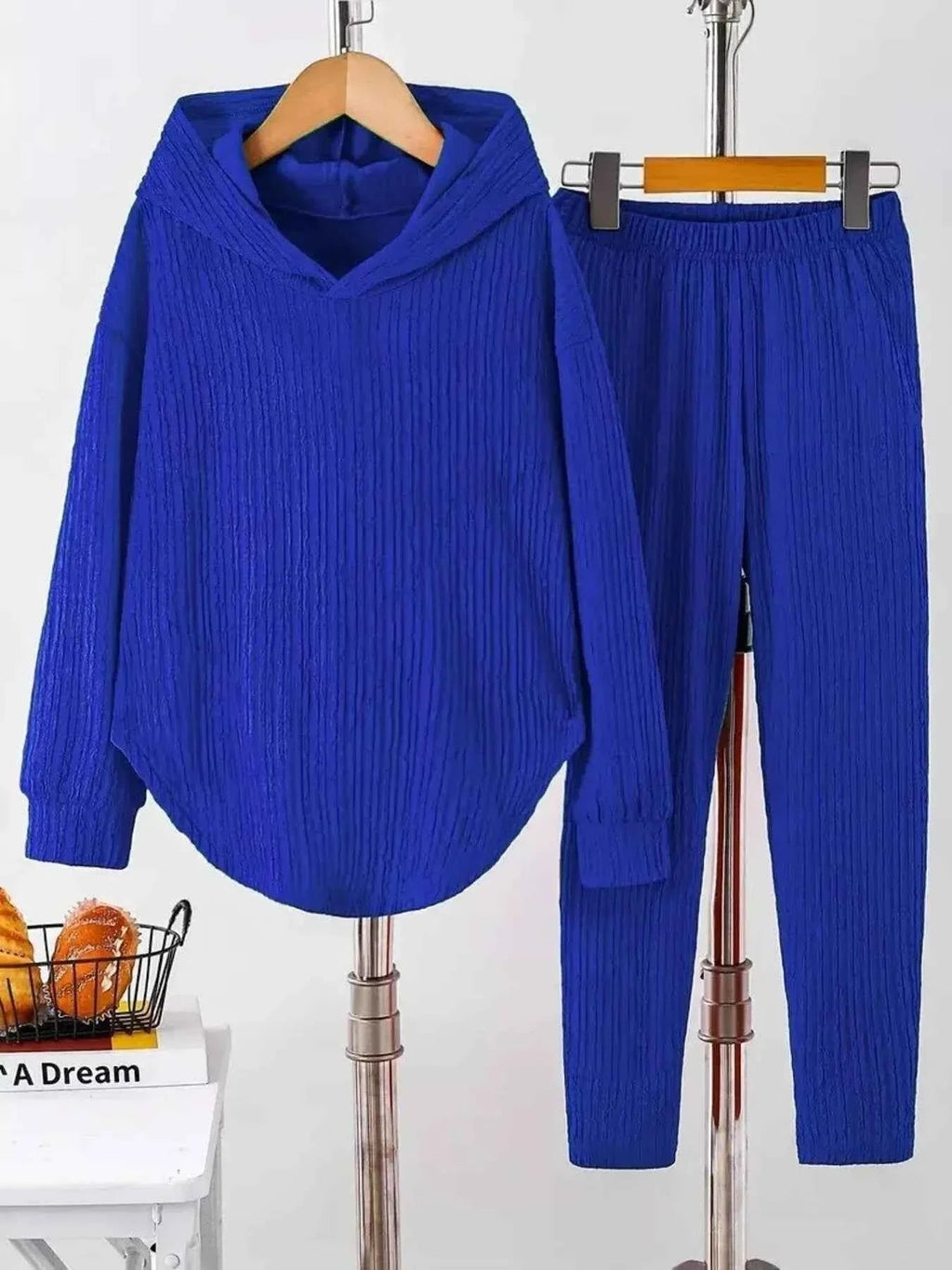 Textured Long Sleeve Hoodie and Pants Set THRIXINE