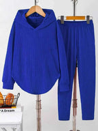 Textured Long Sleeve Hoodie and Pants Set THRIXINE