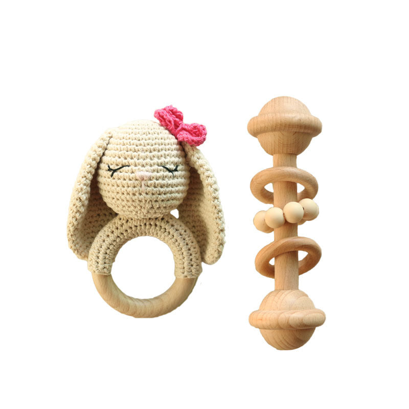 DIY Baby Handmade Wool Crochet Rabbit Rattle Toy Pi-Mart