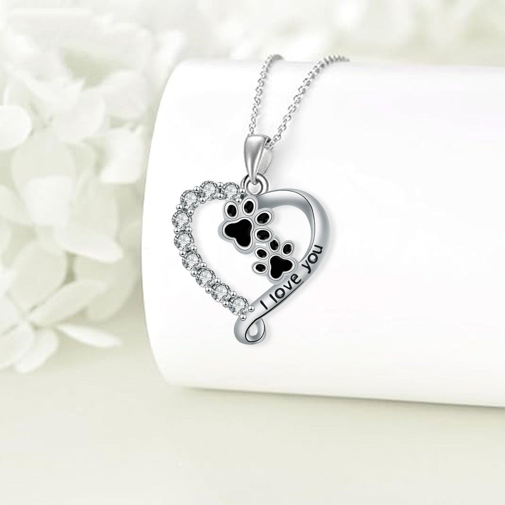 Heart-shaped Pendant Cute Dog's Paw Necklace For Women Pi-Mart