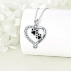 Heart-shaped Pendant Cute Dog's Paw Necklace For Women Pi-Mart