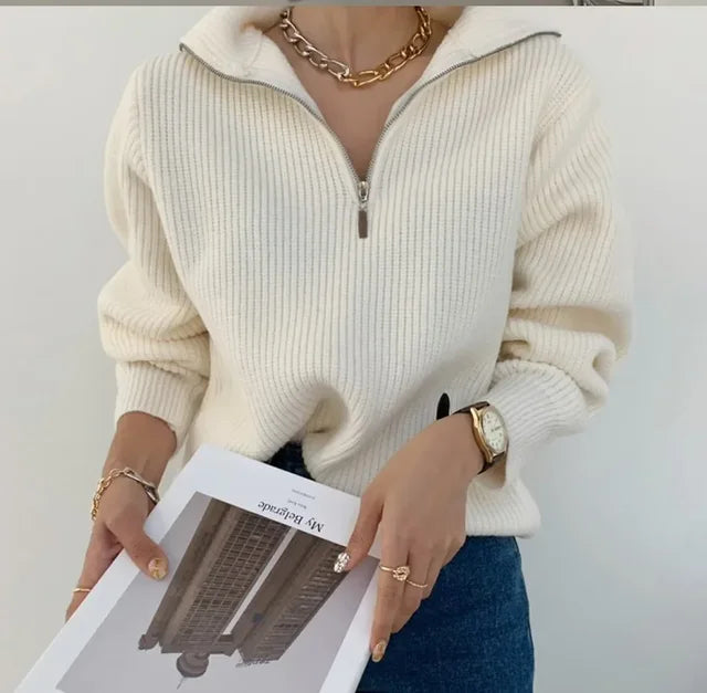 Turtleneck Zipper Sweater Pi-Mart