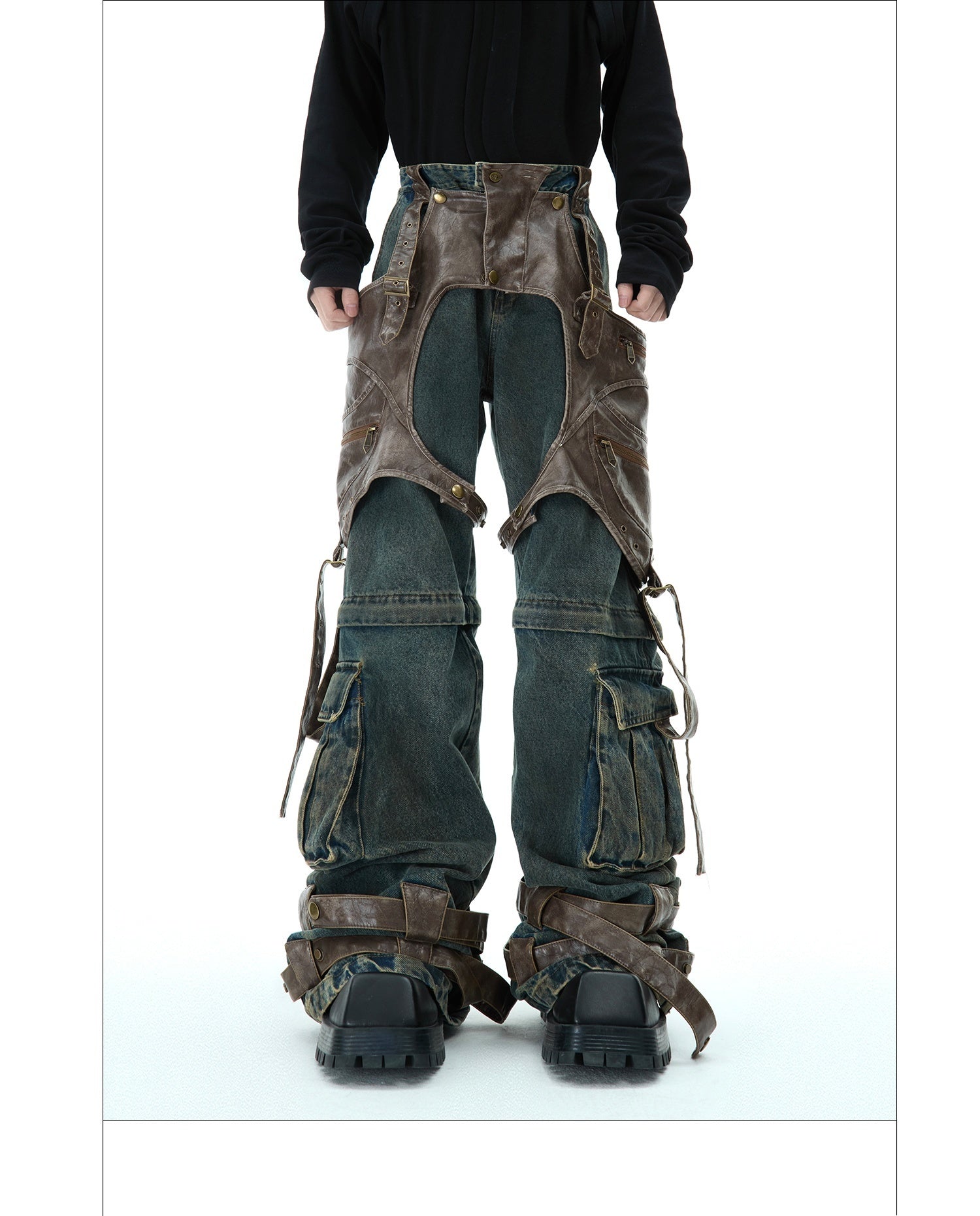 Retro Deconstructed Jeans Men's Detachable Stitching Lootquake LLC