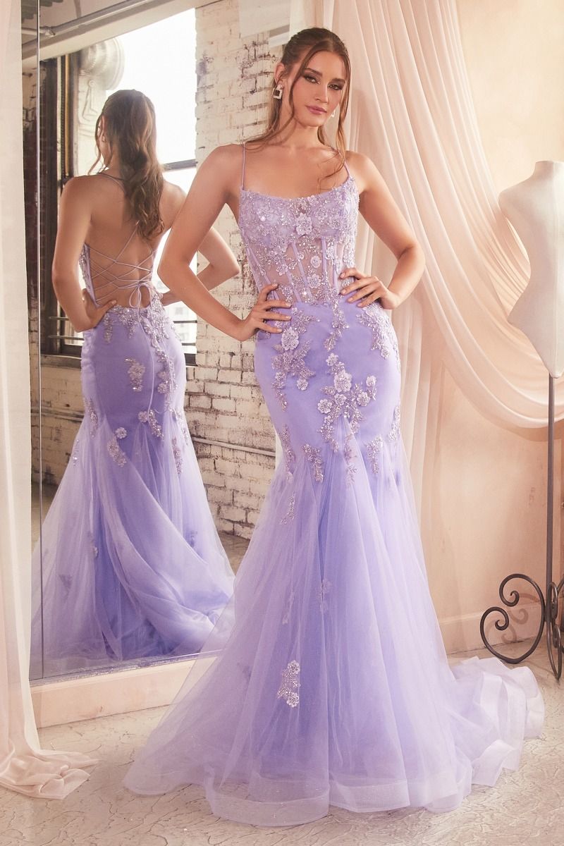 Embellishment Pastel Mermaid Dress Purplish Diva