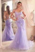 Embellishment Pastel Mermaid Dress Purplish Diva