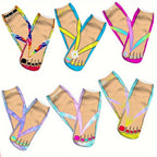 6 Pairs 3D Colorful Toe Slipper Socks, Funny & Trendy Low Cut Ankle Socks, Women's Stockings & Hosiery Lootquake LLC