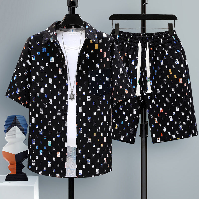 Men's Short-sleeved Suit Youth Student Leisure Sports Cool Shorts Two-piece Set Lootquake LLC