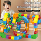 Electric Train Track Building Blocks - Assembled Cube Track Toy Set for Kids Ages 4-6 (51, 81, 123 PCs) Pi-Mart