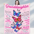 1pc Soft Flannel Butterfly Print Blanket, Warm Cozy Throw for Couch Bed Sofa, To My Granddaughter Lootquake LLC