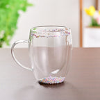 Creative Household Coffee Milk Dried Flower Quicksand Double Layer Glass Cup Pi-Mart