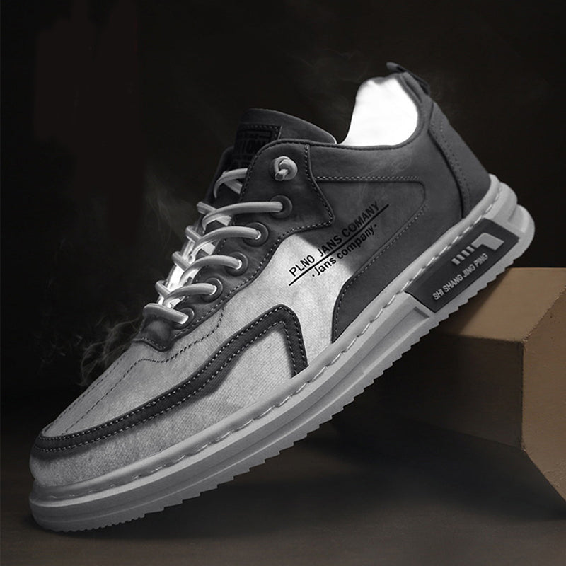 Men Sneakers Lace-up Letter Print Platform Canvas Shoes Sports Pi-Mart