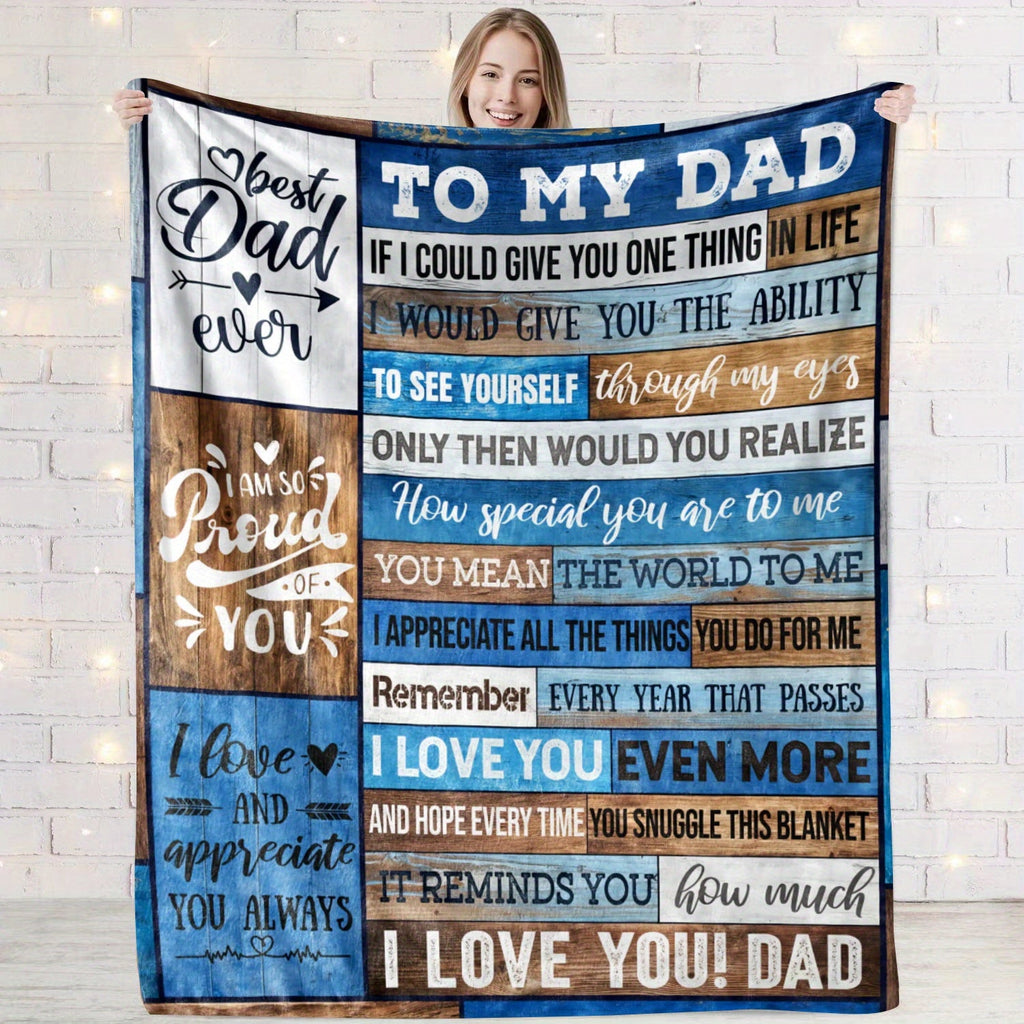 1pc Envelope Printed Flannel Blanket, To My Dad Blanket, Warm Cozy Soft Throw Blanket Nap Blanket For Couch Bed Sofa Camping Travel, Best Gift Square Blanket For Dad Lootquake LLC