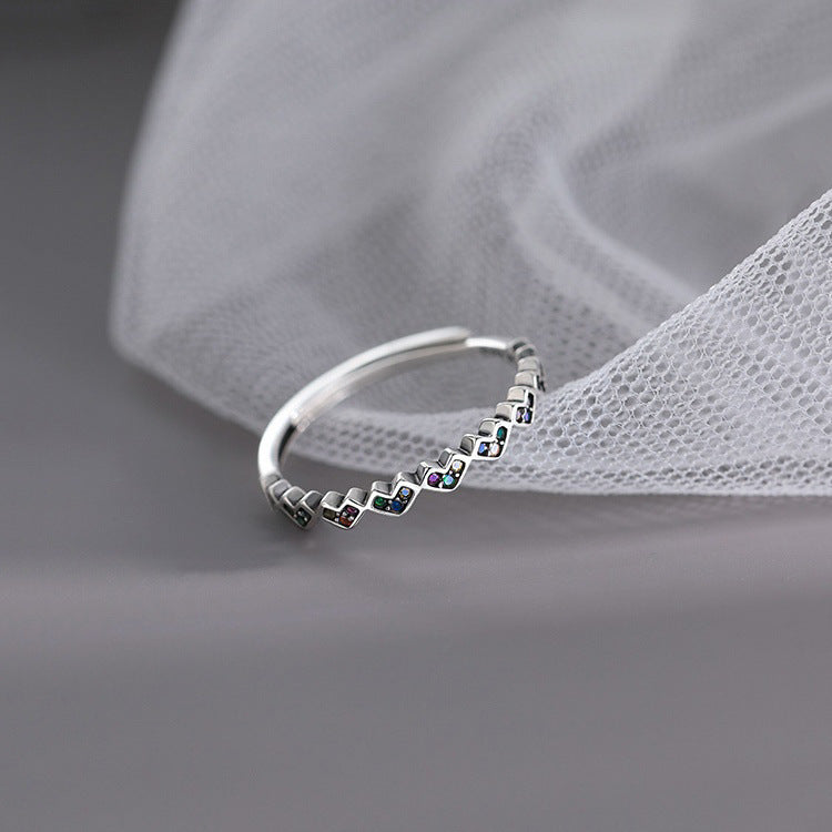 925 Loving Heart In Sterling Silver Ring Female Light Luxury High Sense Pi-Mart