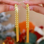 Wheat Long Fringe Earrings Dual-wear Women Pi-Mart
