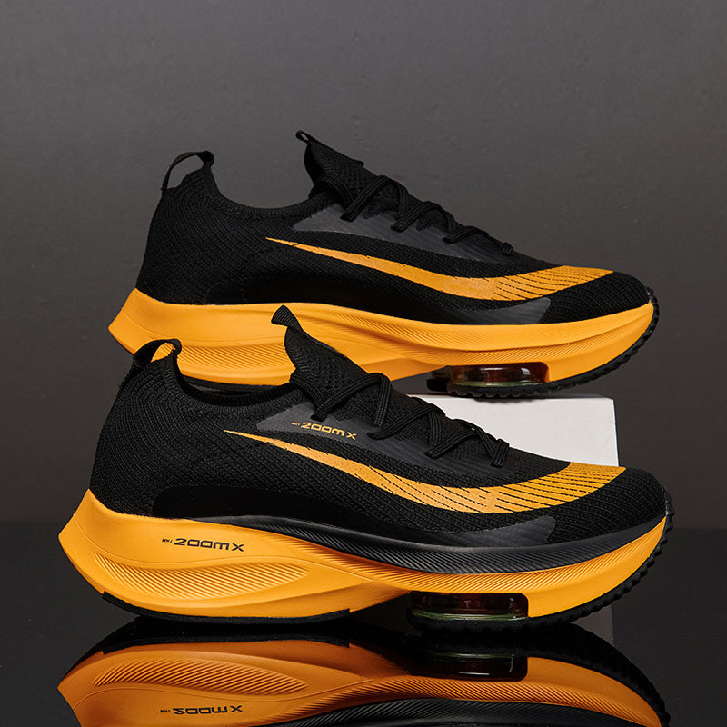 Air Cushion Sports Shoes Men Personalized Fashion Breathable Lace Up Knit Sneakers Casual Outdoor Running Walking Shoes Pi-Mart