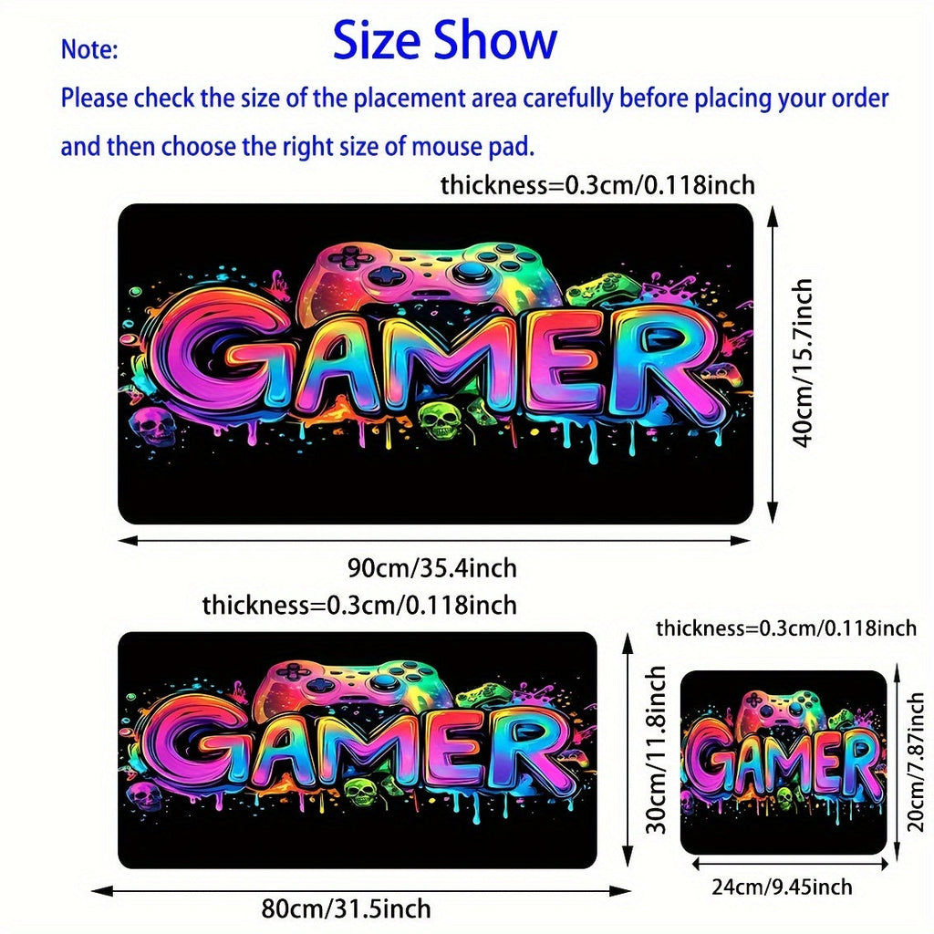 Extra-Large Gaming Mouse Pad with UV Black Light Feature - Non-Slip, Washable Rubber Base, Game Console Design Desk Mat for Gamers and Office Use Lootquake LLC